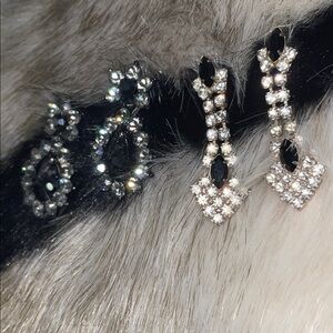 Black Crystal Drop Earrings - Elegant Rhinestone Jewelry